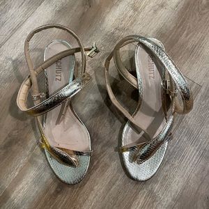 Schutz Courtney Gold Block Heel